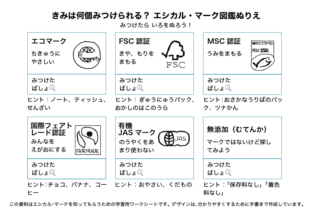 お店でエシカルマークを探そう図鑑